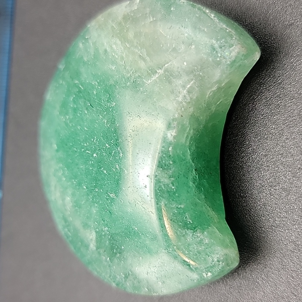 2" Green Aventurine and Rose Quartz Crescent Stone Moon 50mm X 20mm - Picture 5 of 8